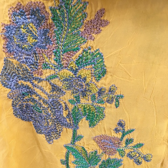 Johnny Was embroidered yellow button up small - Picture 2 of 7